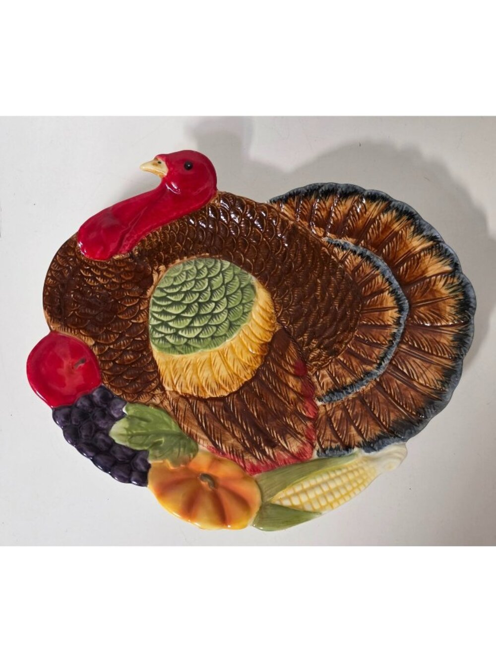 Cosmos Ceramic Turkey Plate Platter Thanksgiving Fall Harvest Decor 9.5"